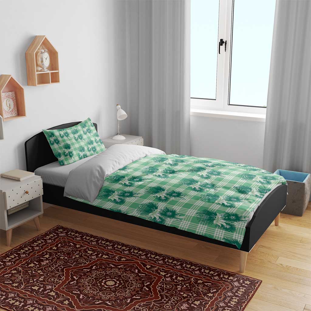 Green Palaka Hawaii Bedding Set Hawaiian Lehua Blossoms LT05 - Polynesian Pride