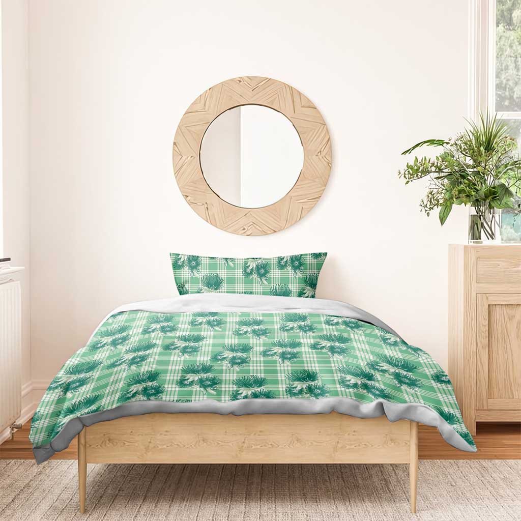 Green Palaka Hawaii Bedding Set Hawaiian Lehua Blossoms LT05 - Polynesian Pride