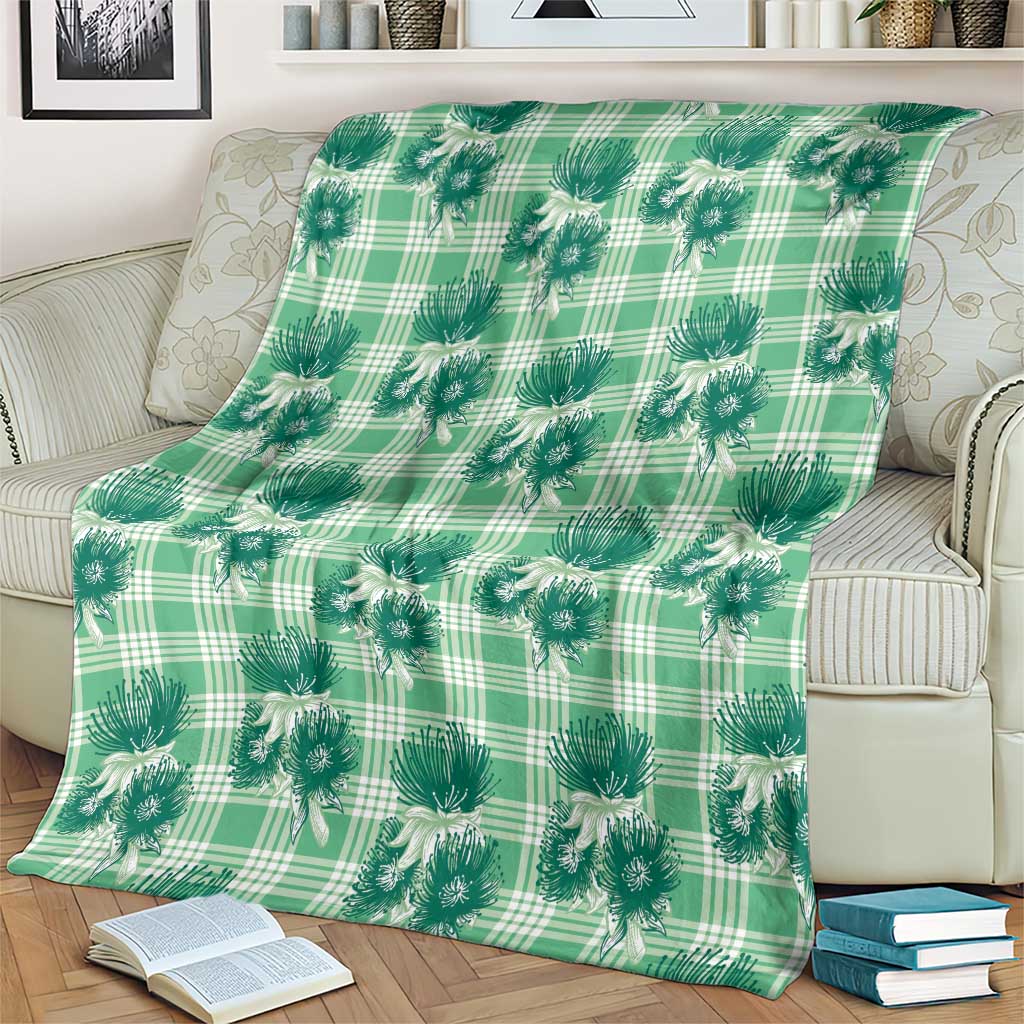 Green Palaka Hawaii Blanket Hawaiian Lehua Blossoms LT05 - Polynesian Pride