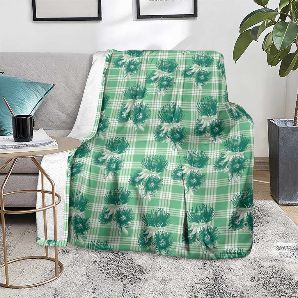 Green Palaka Hawaii Blanket Hawaiian Lehua Blossoms LT05 - Polynesian Pride