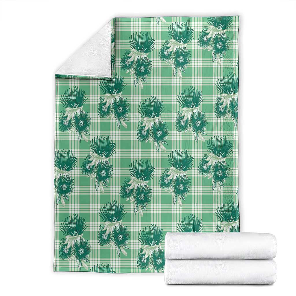 Green Palaka Hawaii Blanket Hawaiian Lehua Blossoms LT05 - Polynesian Pride