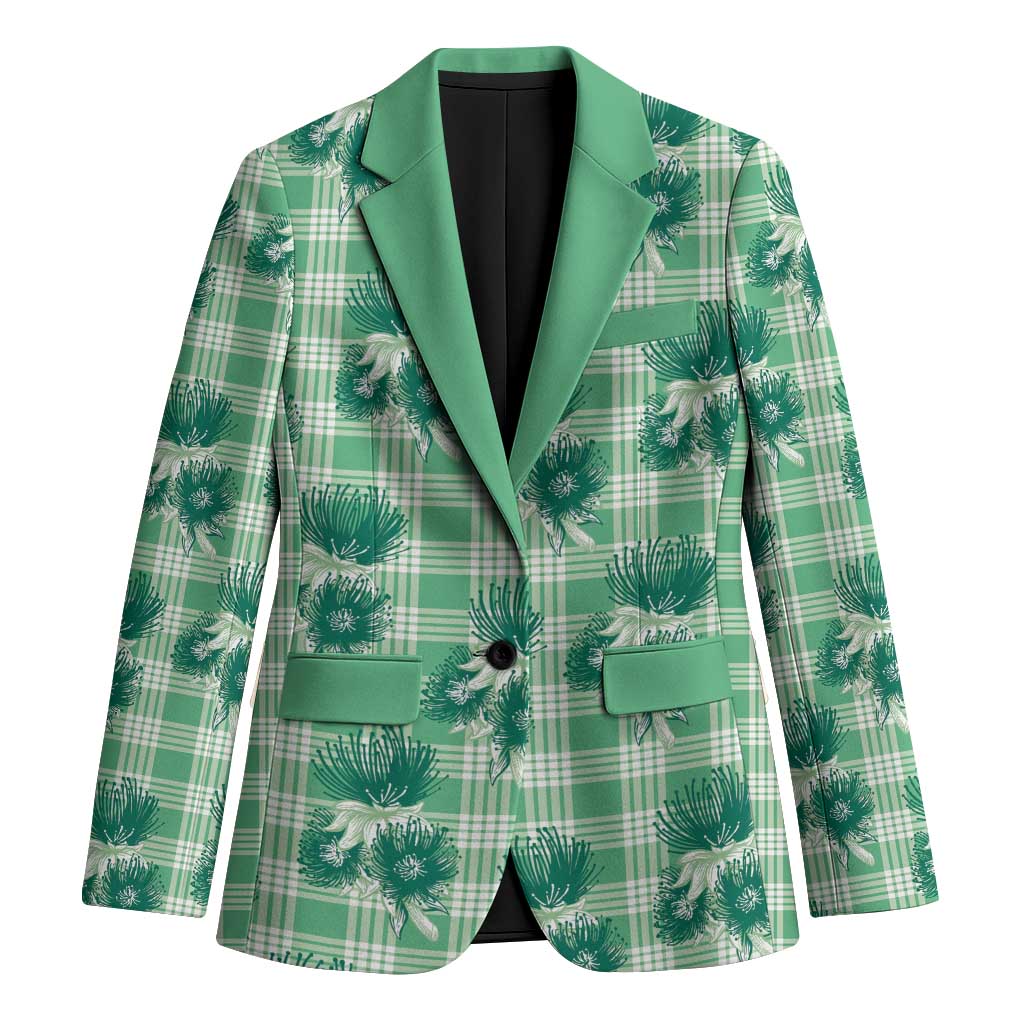 Green Palaka Hawaii Blazer Hawaiian Lehua Blossoms LT05 Unisex Green - Polynesian Pride