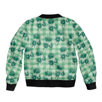 Green Palaka Hawaii Bomber Jacket Hawaiian Lehua Blossoms LT05 - Polynesian Pride