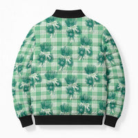 Green Palaka Hawaii Bomber Puffer Jacket Hawaiian Lehua Blossoms LT05 - Polynesian Pride