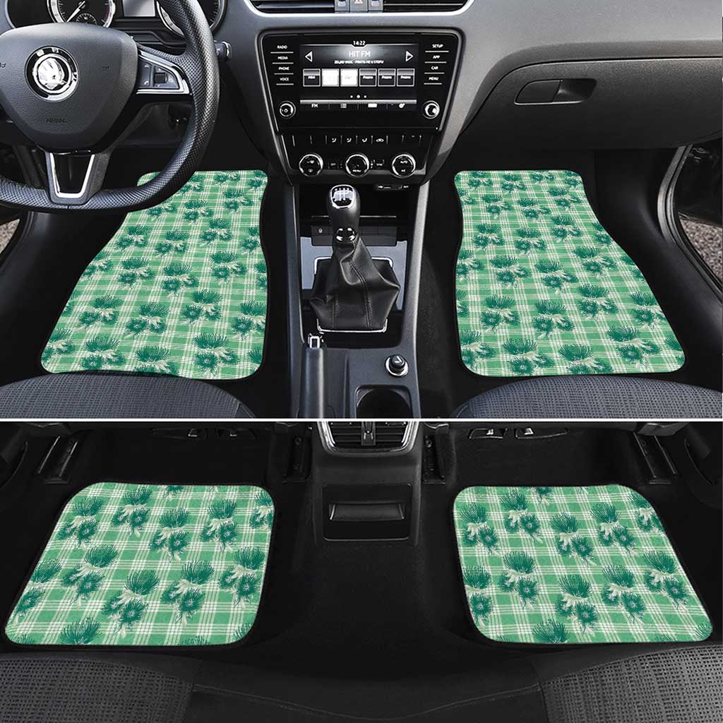 Green Palaka Hawaii Car Mats Hawaiian Lehua Blossoms LT05 Set 4pcs Green - Polynesian Pride