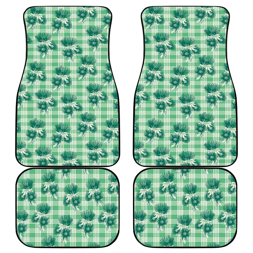 Green Palaka Hawaii Car Mats Hawaiian Lehua Blossoms LT05 - Polynesian Pride