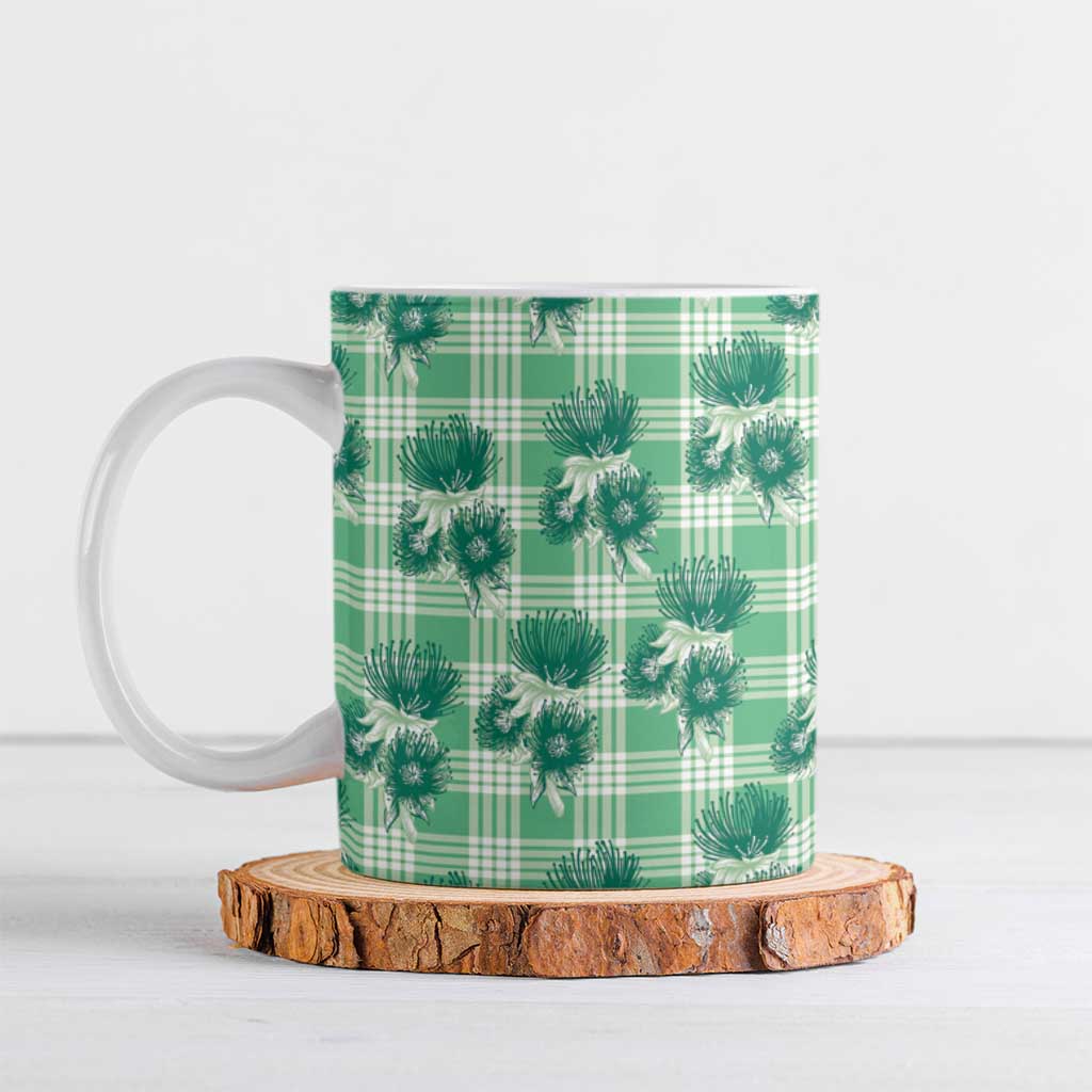 Green Palaka Hawaii Ceramic Mug Hawaiian Lehua Blossoms LT05 Green - Polynesian Pride