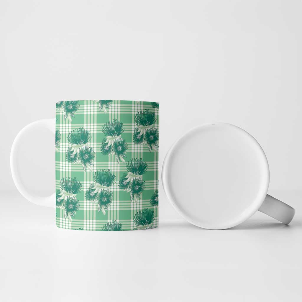 Green Palaka Hawaii Ceramic Mug Hawaiian Lehua Blossoms LT05 - Polynesian Pride