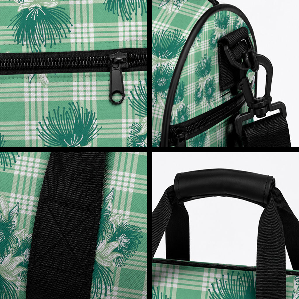 Green Palaka Hawaii Duffle Bag Hawaiian Lehua Blossoms LT05 - Polynesian Pride