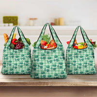 Green Palaka Hawaii Grocery Bag Hawaiian Lehua Blossoms LT05 3-pack One Size Green - Polynesian Pride