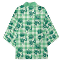 Green Palaka Hawaii Kimono Hawaiian Lehua Blossoms LT05 - Polynesian Pride