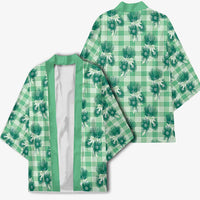 Green Palaka Hawaii Kimono Hawaiian Lehua Blossoms LT05 - Polynesian Pride