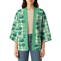 Green Palaka Hawaii Kimono Hawaiian Lehua Blossoms LT05 - Polynesian Pride