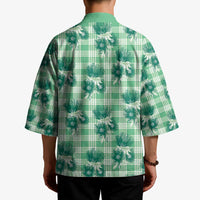 Green Palaka Hawaii Kimono Hawaiian Lehua Blossoms LT05 - Polynesian Pride