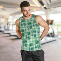 Green Palaka Hawaii Men Tank Top Hawaiian Lehua Blossoms LT05 Green - Polynesian Pride