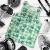 Green Palaka Hawaii Men Tank Top Hawaiian Lehua Blossoms LT05 - Polynesian Pride