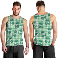 Green Palaka Hawaii Men Tank Top Hawaiian Lehua Blossoms LT05 - Polynesian Pride