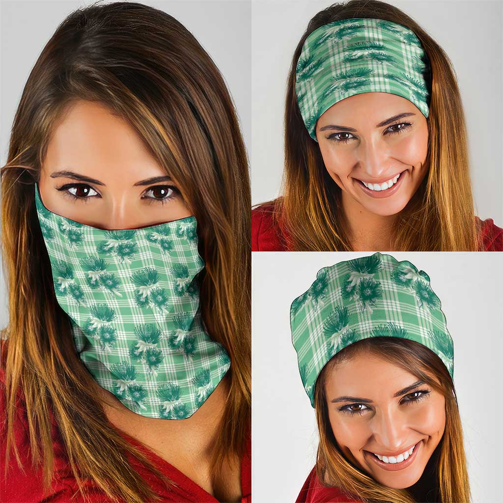 Green Palaka Hawaii Neck Gaiter Hawaiian Lehua Blossoms LT05 - Polynesian Pride