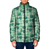 Green Palaka Hawaii Padded Jacket Hawaiian Lehua Blossoms LT05 Men Green - Polynesian Pride