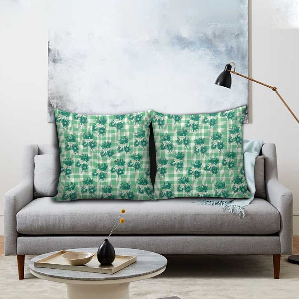 Green Palaka Hawaii Pillow Cover Hawaiian Lehua Blossoms LT05 - Polynesian Pride