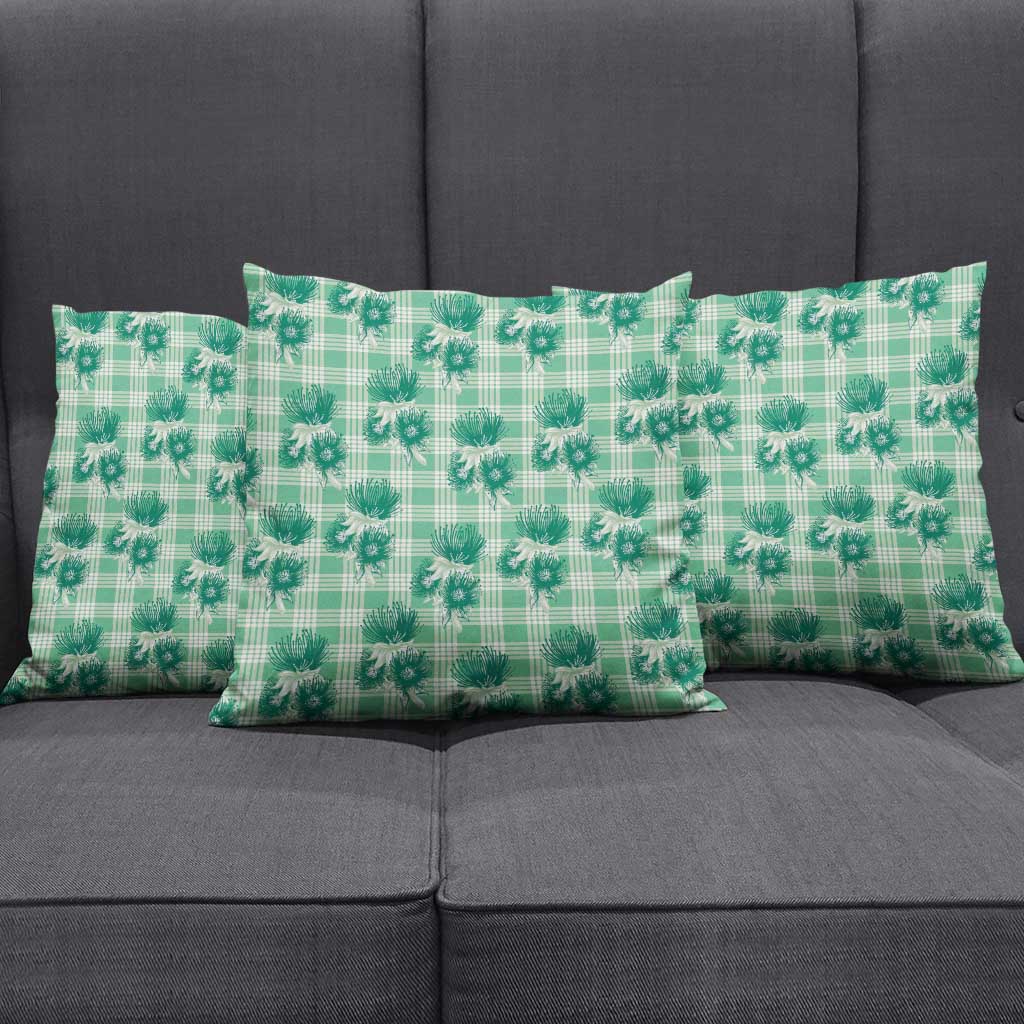 Green Palaka Hawaii Pillow Cover Hawaiian Lehua Blossoms LT05 - Polynesian Pride