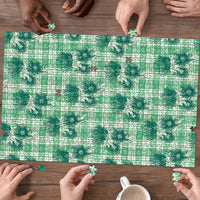 Green Palaka Hawaii Puzzle Hawaiian Lehua Blossoms LT05 - Polynesian Pride