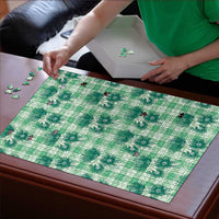 Green Palaka Hawaii Puzzle Hawaiian Lehua Blossoms LT05 - Polynesian Pride
