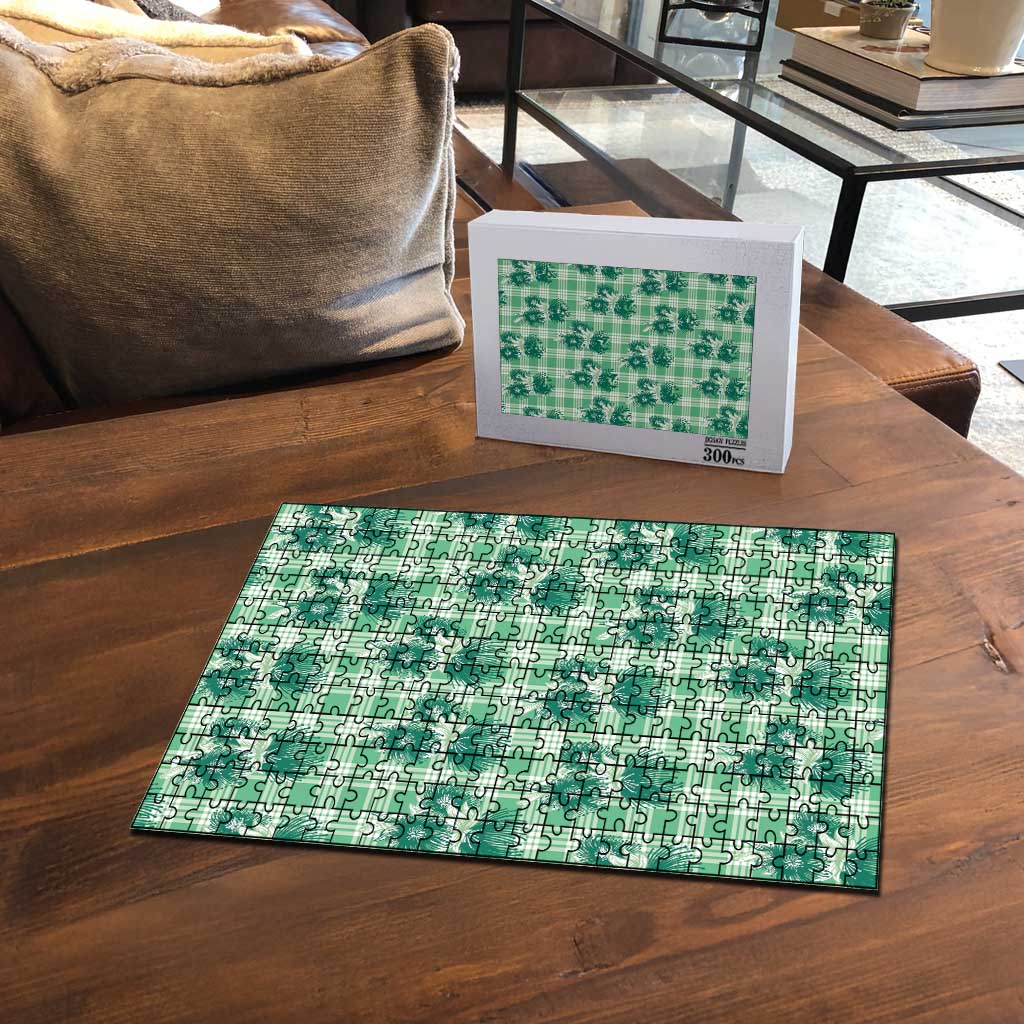Green Palaka Hawaii Puzzle Hawaiian Lehua Blossoms LT05 - Polynesian Pride