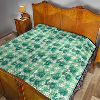 Green Palaka Hawaii Quilt Hawaiian Lehua Blossoms LT05 - Polynesian Pride