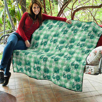 Green Palaka Hawaii Quilt Hawaiian Lehua Blossoms LT05 - Polynesian Pride