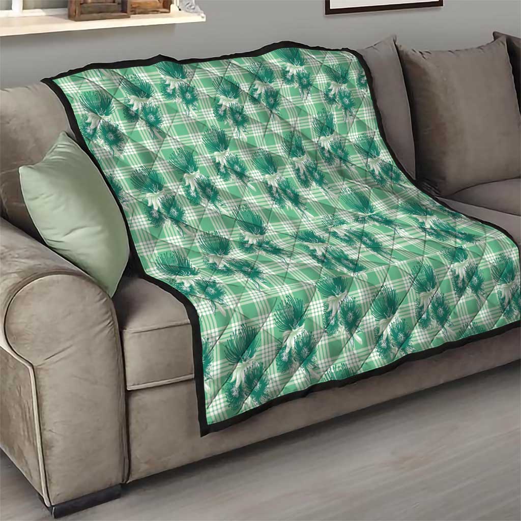 Green Palaka Hawaii Quilt Hawaiian Lehua Blossoms LT05 - Polynesian Pride