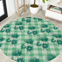 Green Palaka Hawaii Round Carpet Hawaiian Lehua Blossoms LT05 Green - Polynesian Pride