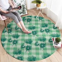 Green Palaka Hawaii Round Carpet Hawaiian Lehua Blossoms LT05 - Polynesian Pride