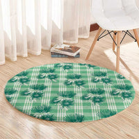Green Palaka Hawaii Round Carpet Hawaiian Lehua Blossoms LT05 - Polynesian Pride