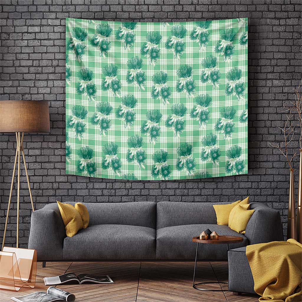 Green Palaka Hawaii Tapestry Hawaiian Lehua Blossoms LT05 Green - Polynesian Pride