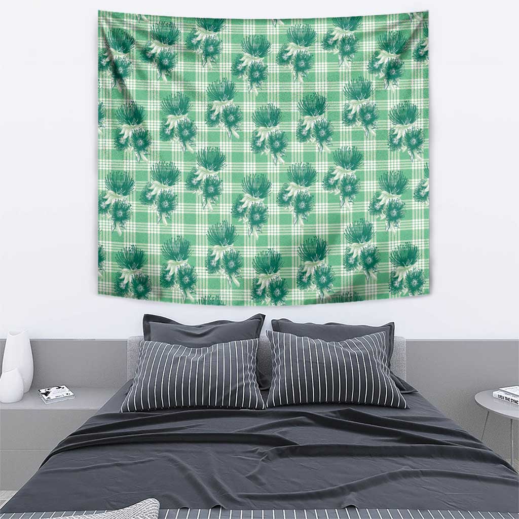 Green Palaka Hawaii Tapestry Hawaiian Lehua Blossoms LT05 - Polynesian Pride