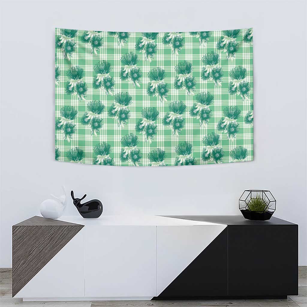 Green Palaka Hawaii Tapestry Hawaiian Lehua Blossoms LT05 - Polynesian Pride