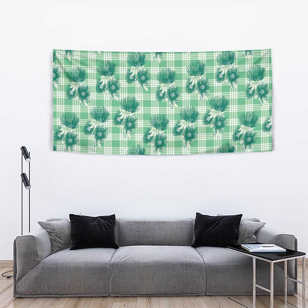 Green Palaka Hawaii Tapestry Hawaiian Lehua Blossoms LT05 - Polynesian Pride