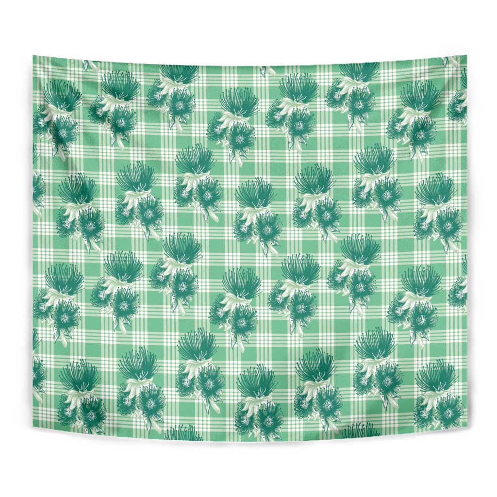 Green Palaka Hawaii Tapestry Hawaiian Lehua Blossoms LT05 - Polynesian Pride