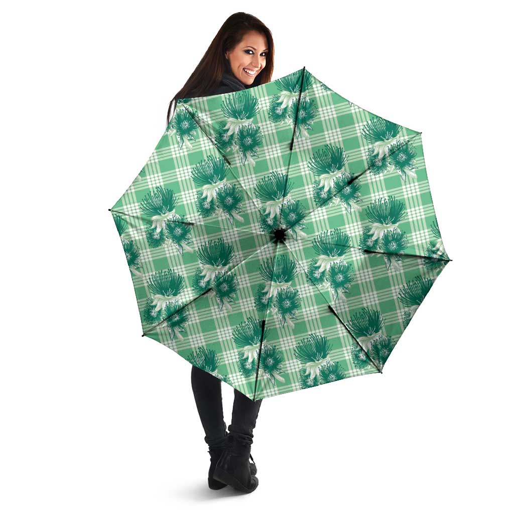 Green Palaka Hawaii Umbrella Hawaiian Lehua Blossoms LT05 - Polynesian Pride