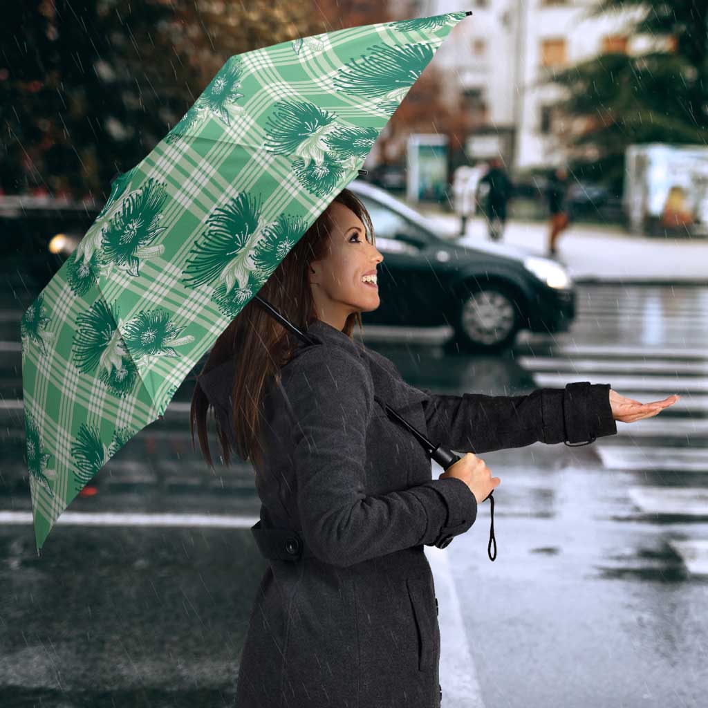 Green Palaka Hawaii Umbrella Hawaiian Lehua Blossoms LT05 - Polynesian Pride