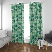 Green Palaka Hawaii Window Curtain Hawaiian Lehua Blossoms LT05 With Grommets Green - Polynesian Pride