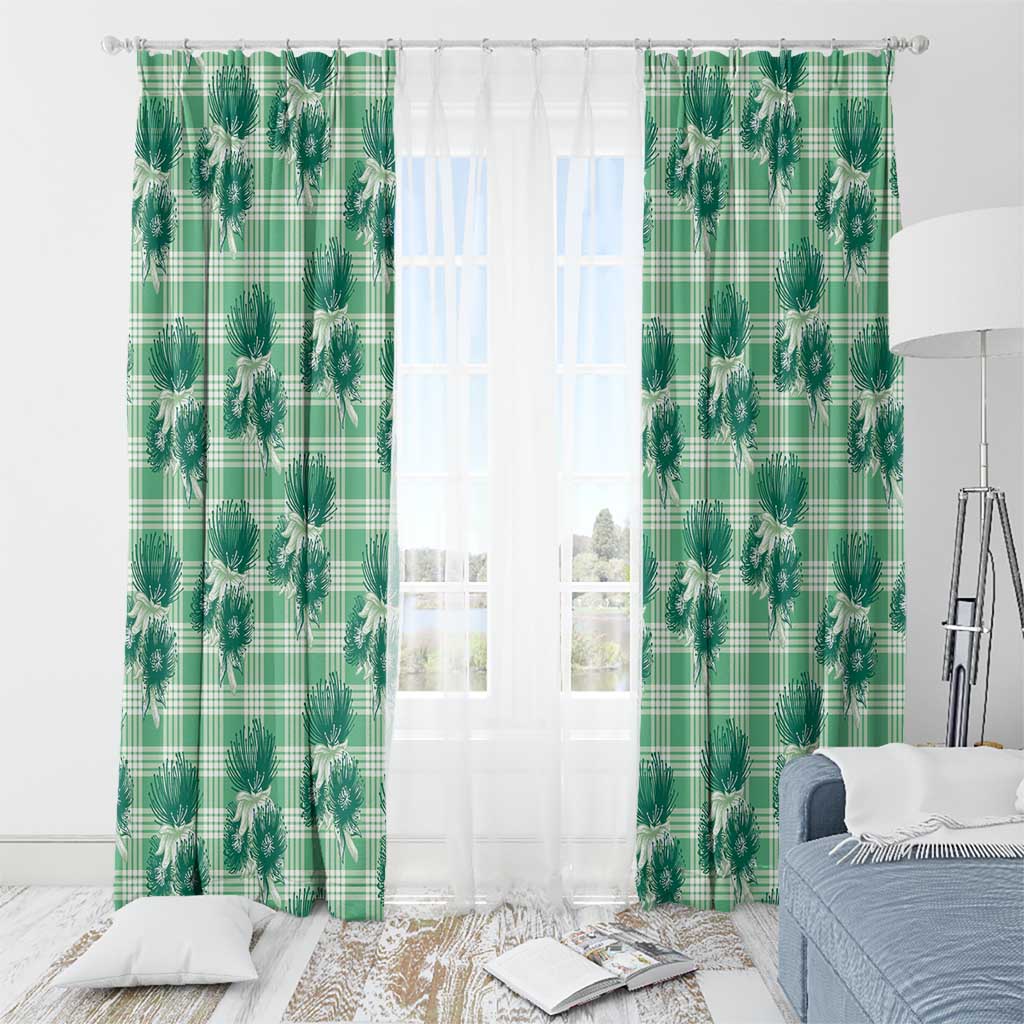 Green Palaka Hawaii Window Curtain Hawaiian Lehua Blossoms LT05 - Polynesian Pride