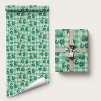 Green Palaka Hawaii Wrapping Paper Hawaiian Lehua Blossoms LT05 58" × 23" Green - Polynesian Pride