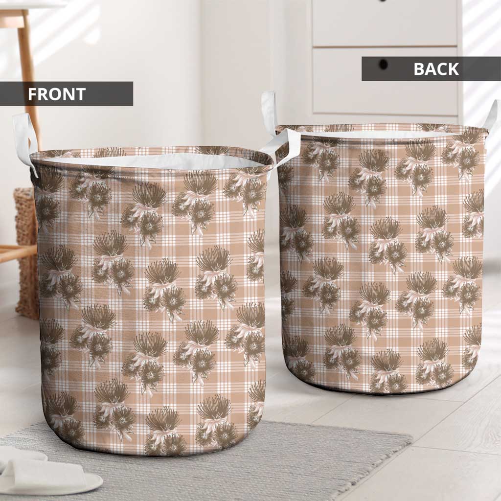 Brown Palaka Hawaii Laundry Basket Hawaiian Lehua Blossoms LT05 - Polynesian Pride
