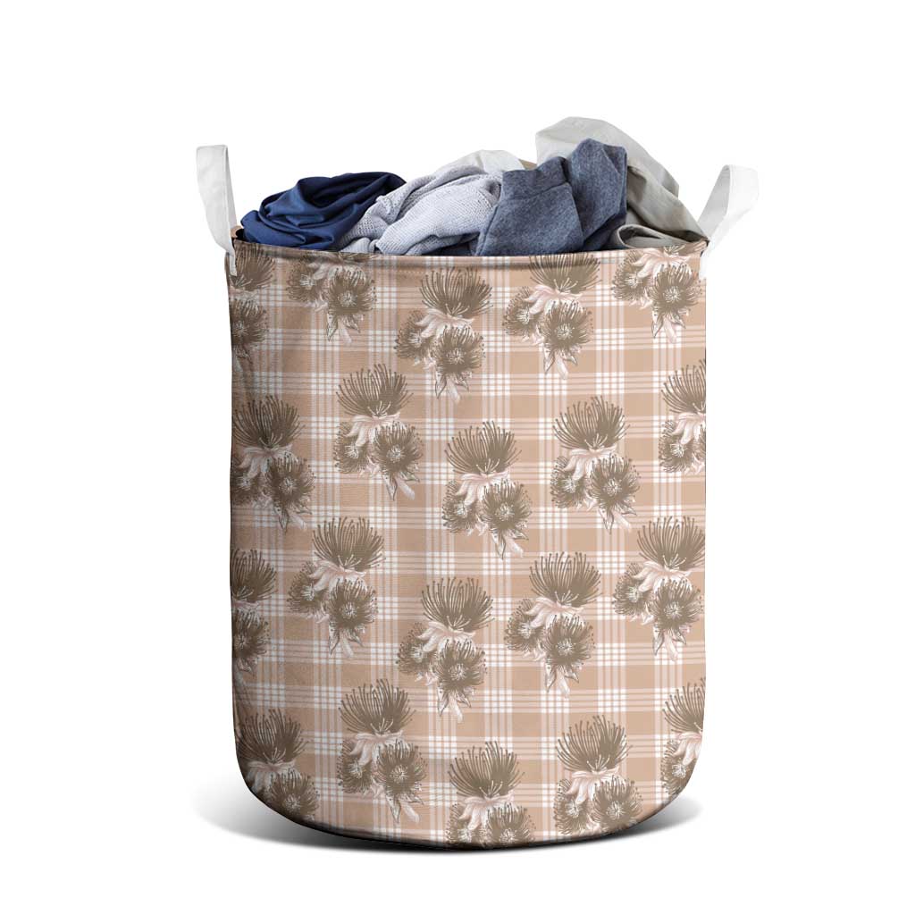 Brown Palaka Hawaii Laundry Basket Hawaiian Lehua Blossoms LT05 - Polynesian Pride