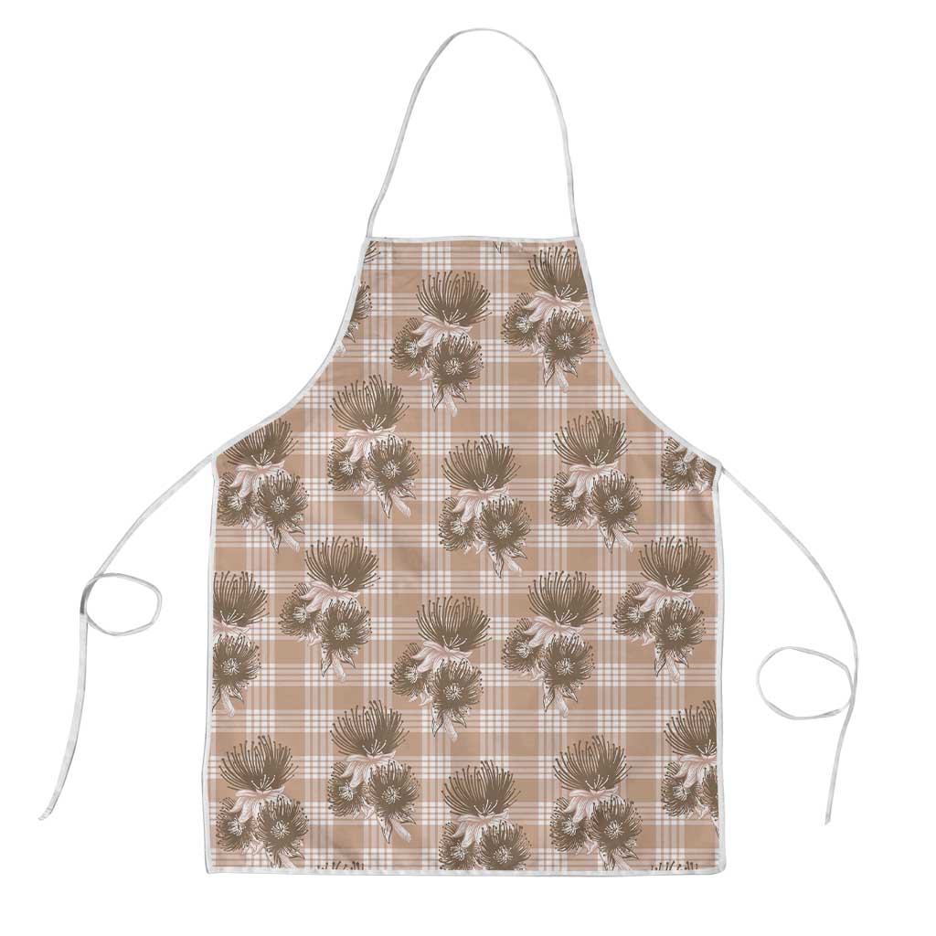 Brown Palaka Hawaii Apron Hawaiian Lehua Blossoms LT05 Brown - Polynesian Pride