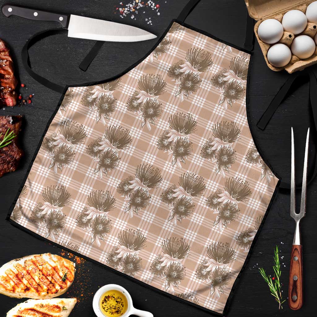 Brown Palaka Hawaii Apron Hawaiian Lehua Blossoms LT05 Brown - Polynesian Pride