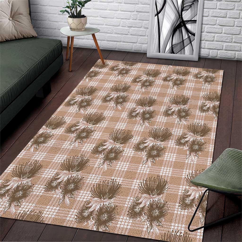 Brown Palaka Hawaii Area Rug Hawaiian Lehua Blossoms LT05 Brown - Polynesian Pride