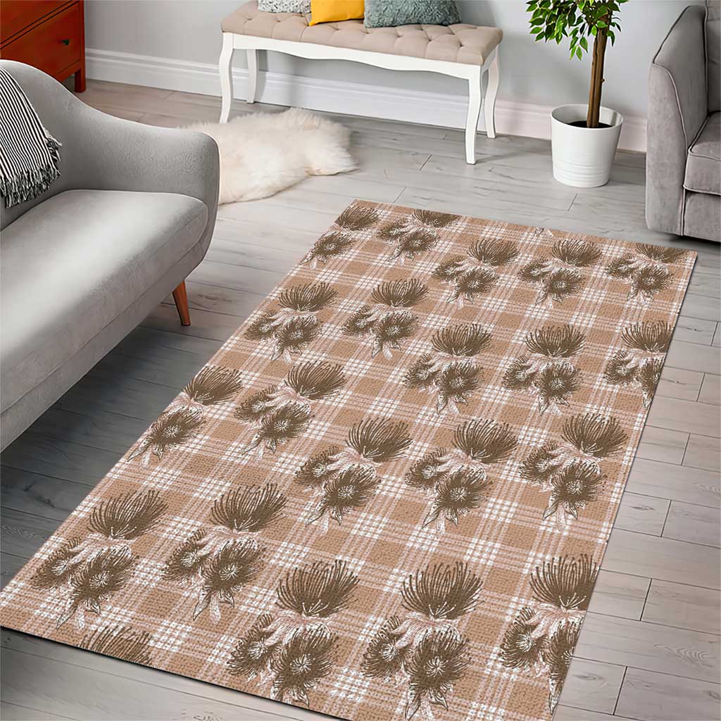 Brown Palaka Hawaii Area Rug Hawaiian Lehua Blossoms LT05 - Polynesian Pride